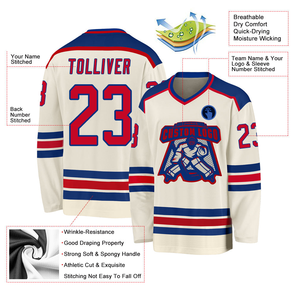 Custom Hockey Jersey - Cream Red-Royal product image 3