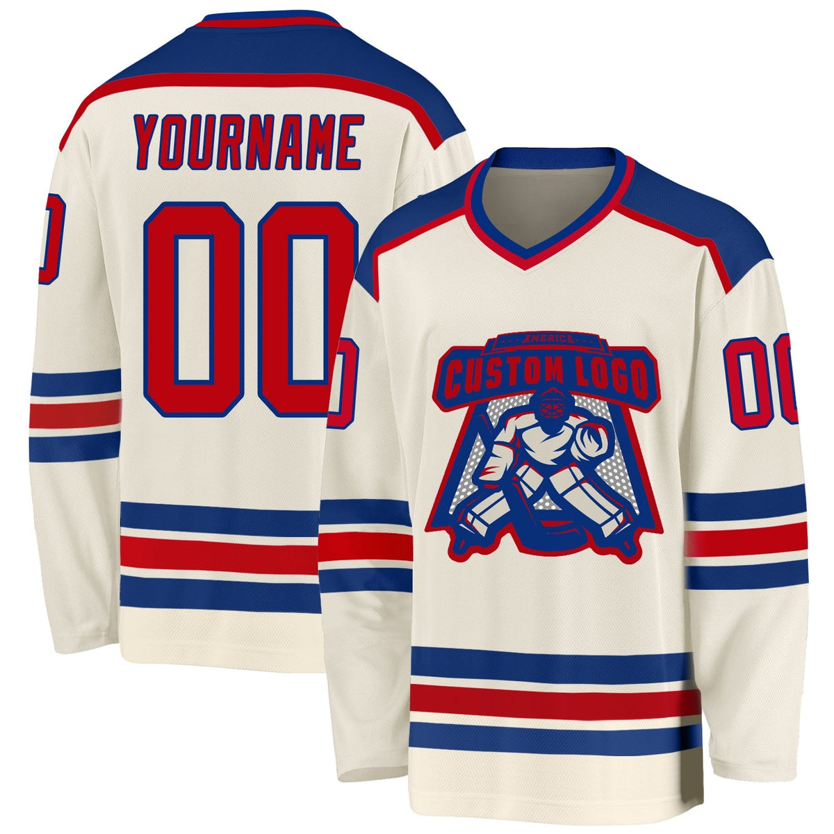 Custom Hockey Jersey - Cream Red-Royal product image 1