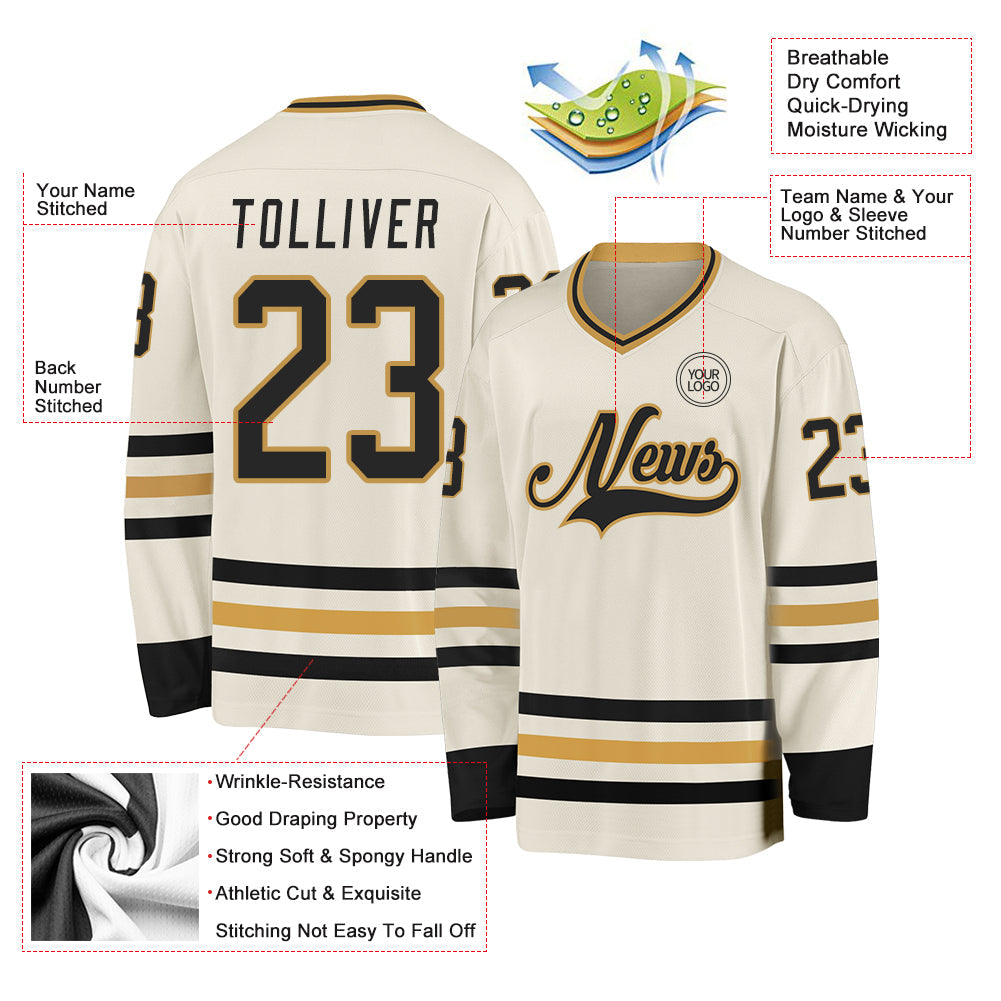 Custom Hockey Jersey - Cream Black-Old Gold product image 3