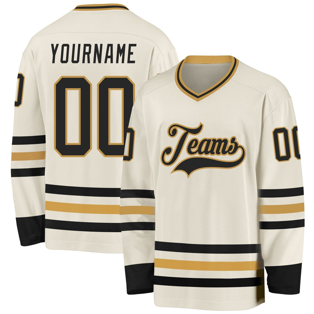 Custom Hockey Jersey - Cream Black-Old Gold product image 1