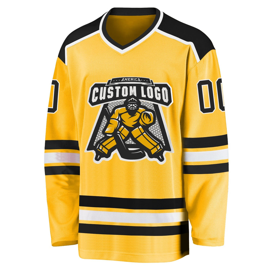 Custom Hockey Jersey - Gold Black-White product image 2