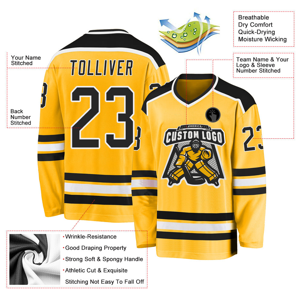 Custom Hockey Jersey - Gold Black-White product image 3