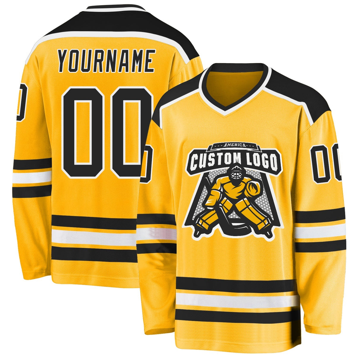Custom Hockey Jersey - Gold Black-White product image 1