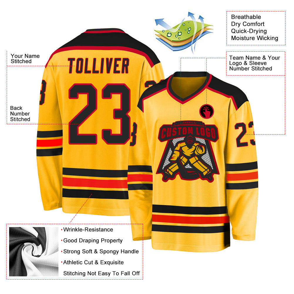 Custom Hockey Jersey - Gold Black-Red product image 3