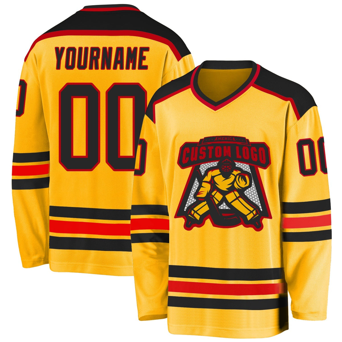 Custom Hockey Jersey - Gold Black-Red product image 1