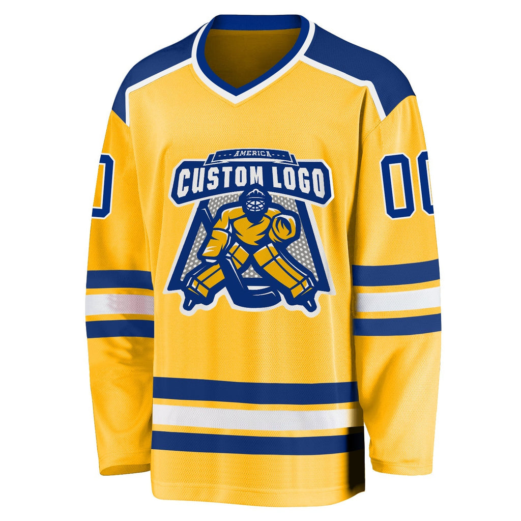 Custom Hockey Jersey - Gold Royal-White product image 2