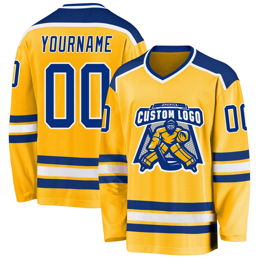 Custom Hockey Jersey - Gold Royal-White product image 1