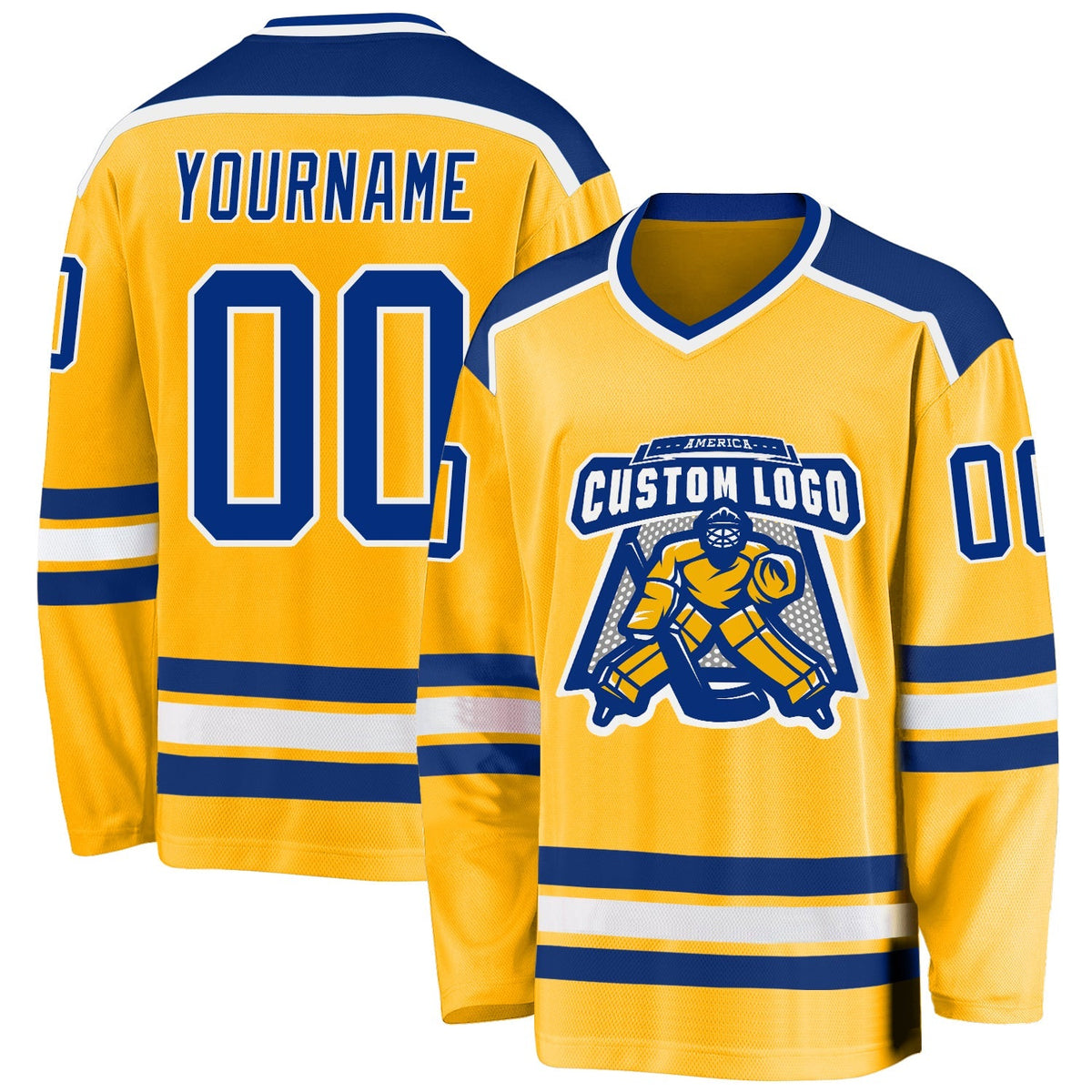 Custom Hockey Jersey - Gold Royal-White product image 1