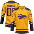 Custom Hockey Jersey - Gold Purple-Black Lace Neck product image 1