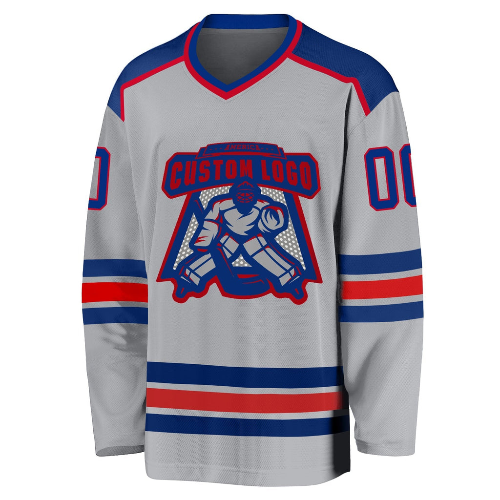 Custom Hockey Jersey - Gray Royal-Red product image 2