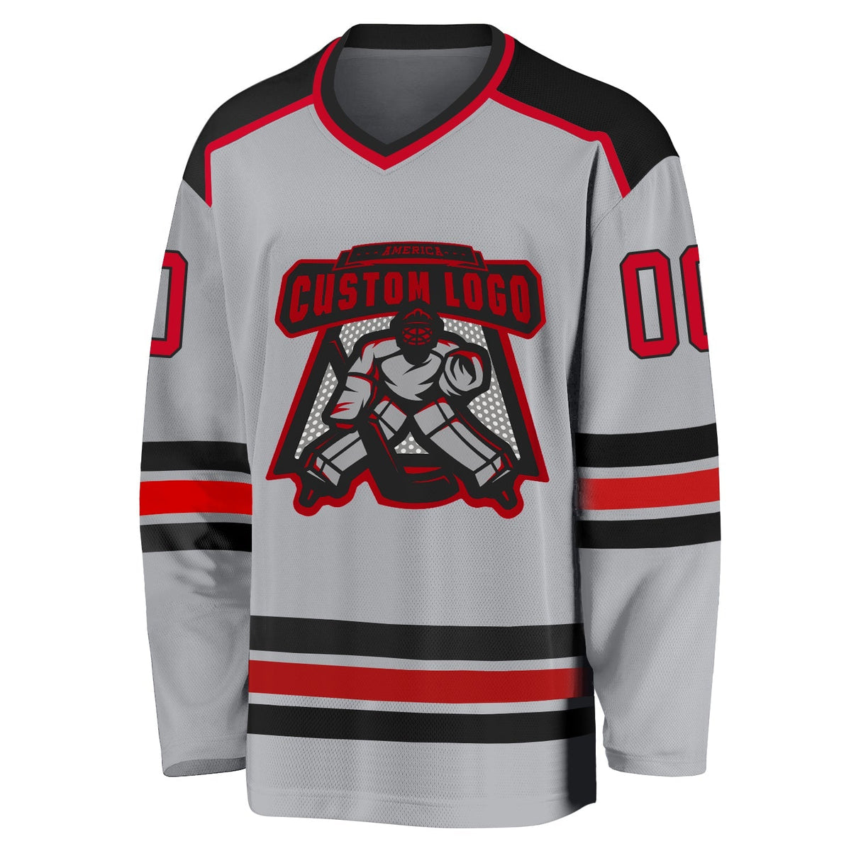 Custom Hockey Jersey - Gray Red-Black product image 2