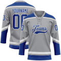 Custom Hockey Jersey - Gray Royal-White Lace Neck product image 1