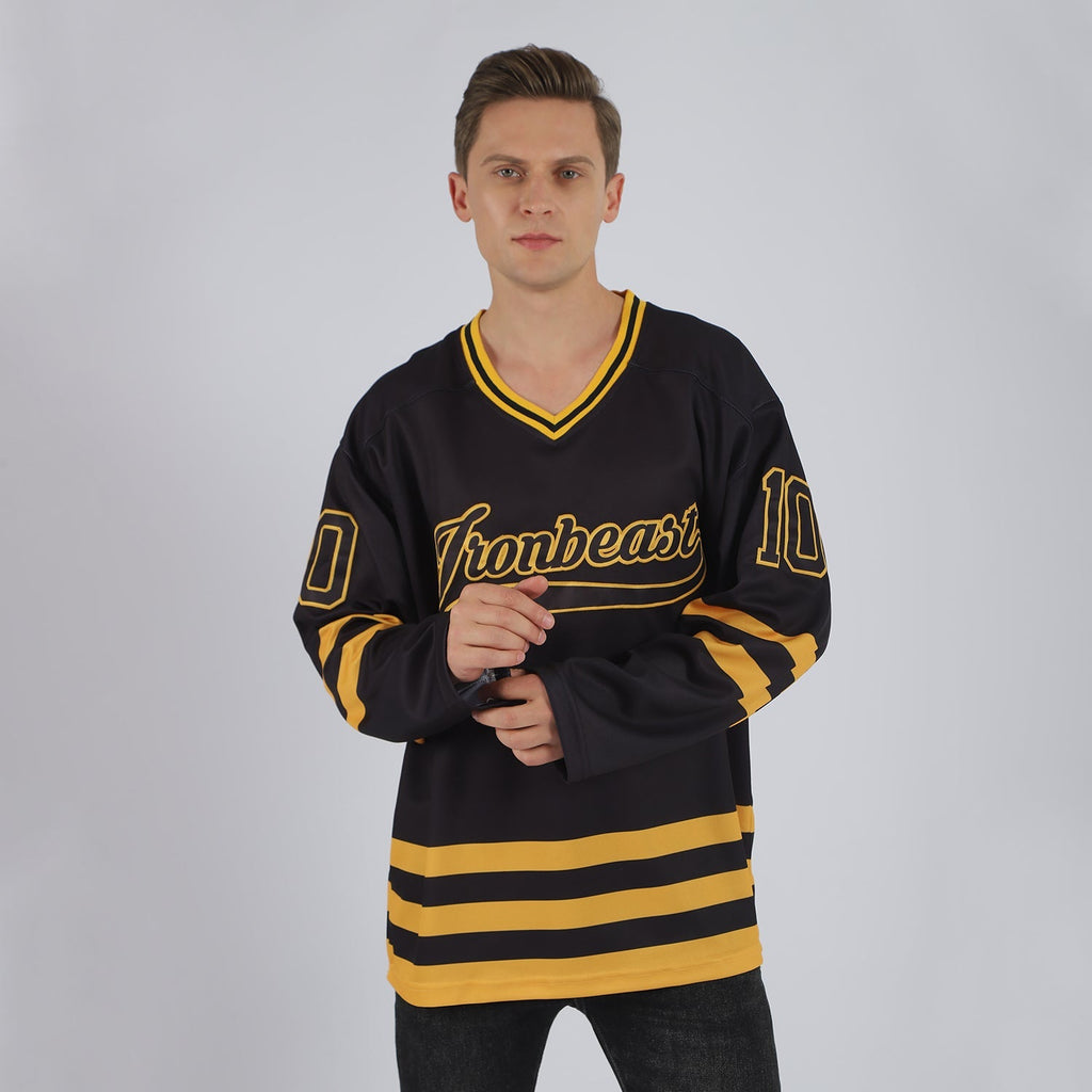 Custom Hockey Jersey - Black Black-Gold product image 2