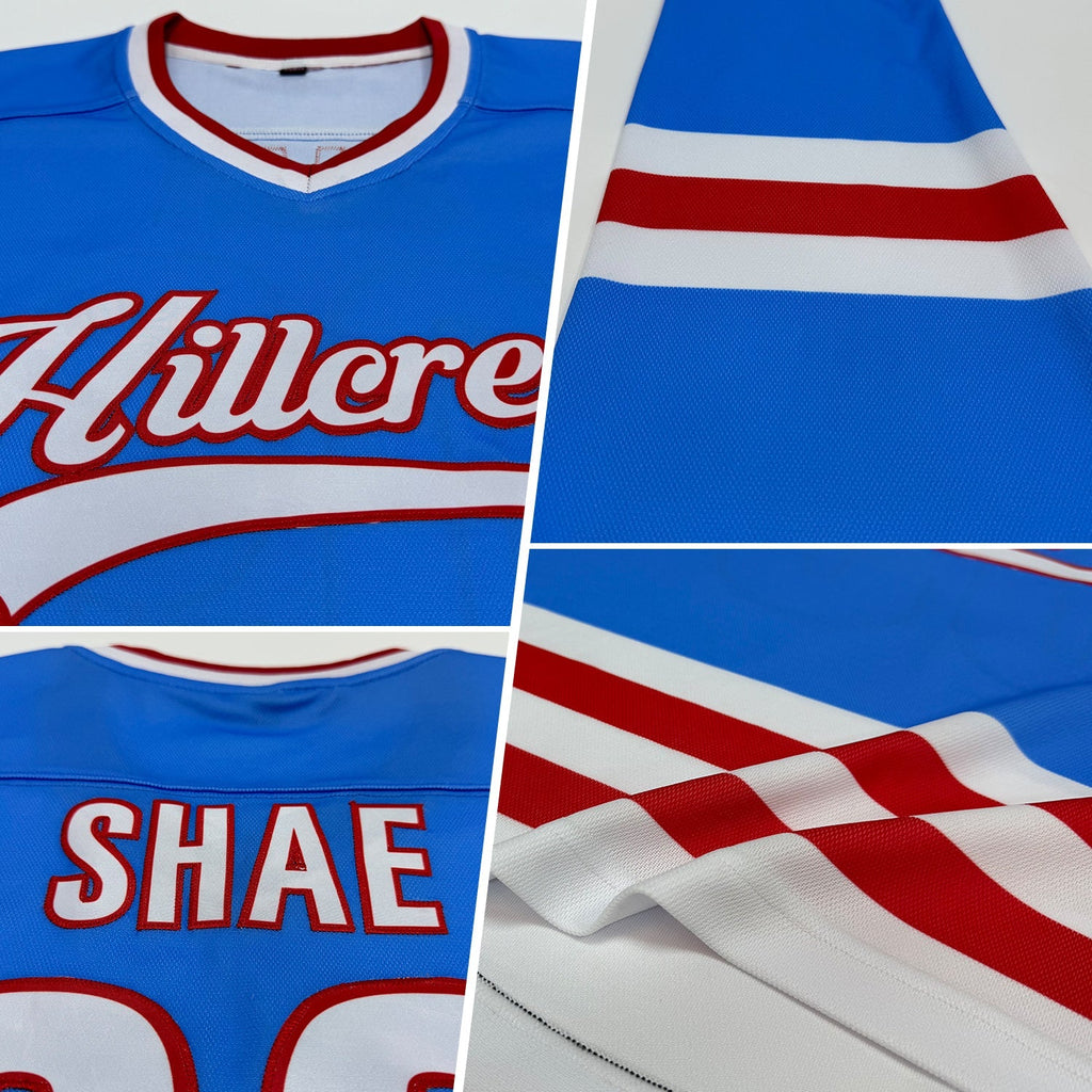 Custom Hockey Jersey - Powder Blue White-Red product image 2