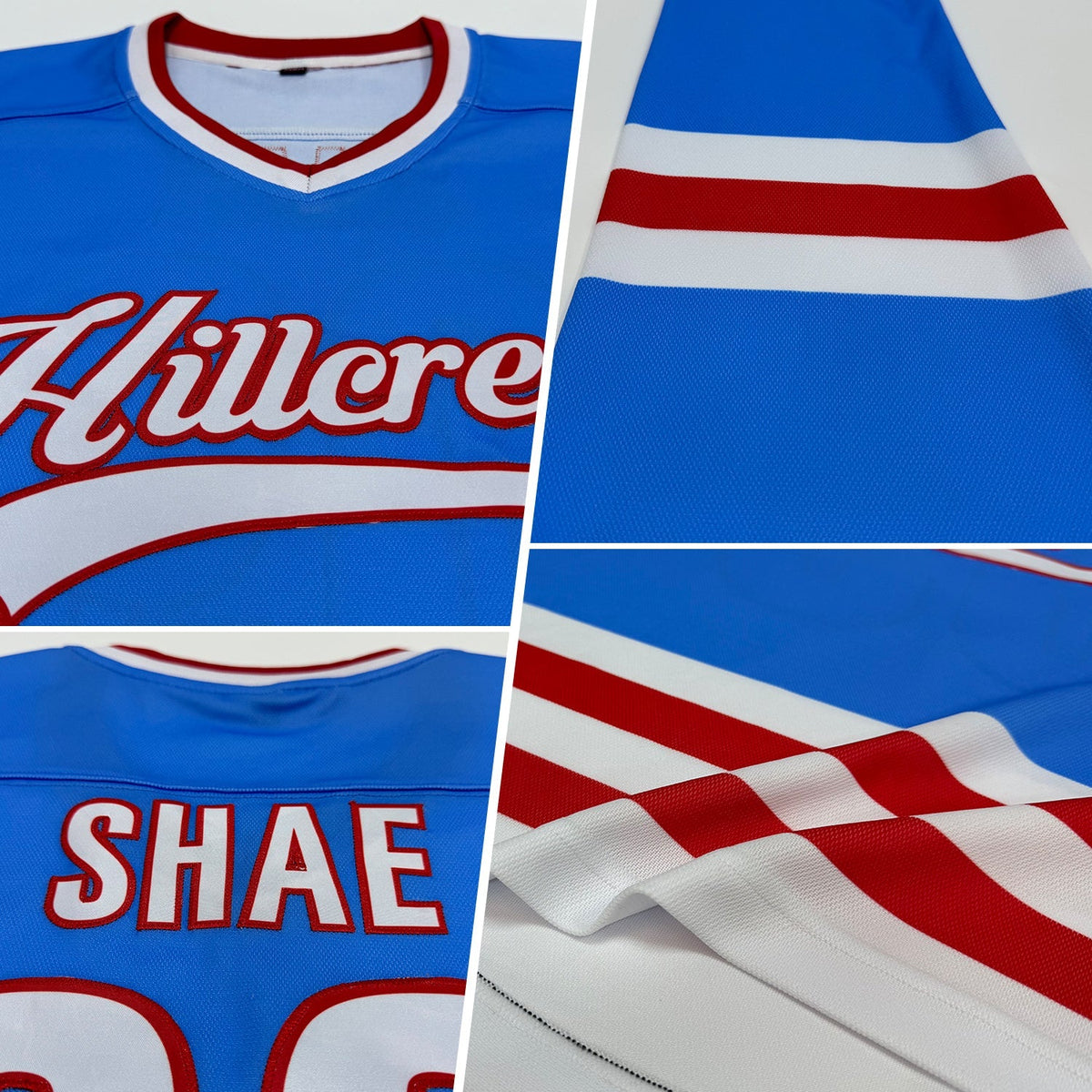 Custom Hockey Jersey - Powder Blue White-Red product image 2