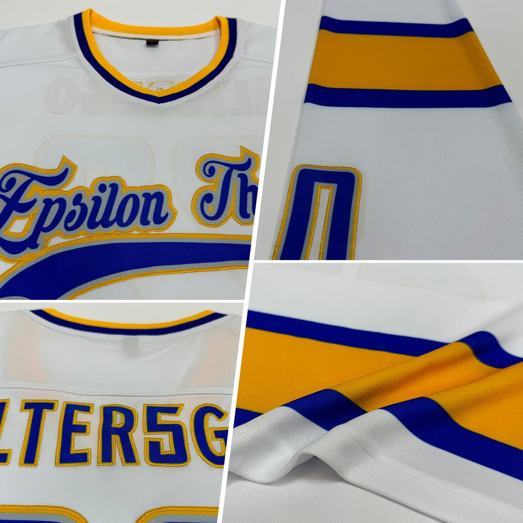 Custom Hockey Jersey - White Royal-Gold product image 2