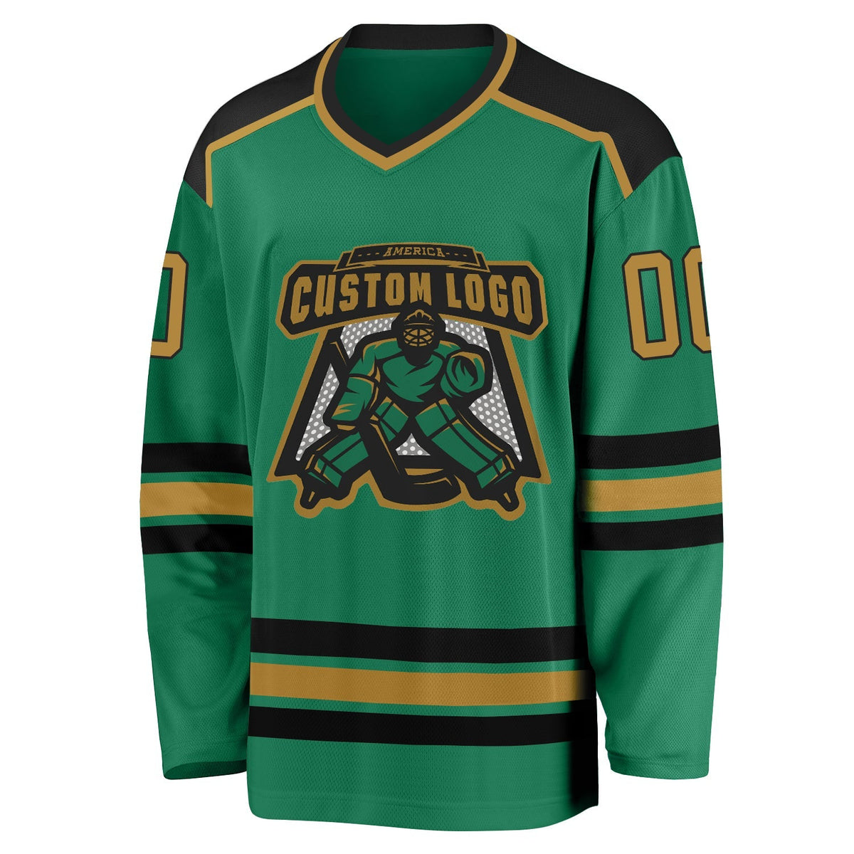 Custom Hockey Jersey - Kelly Green Old Gold-Black product image 2