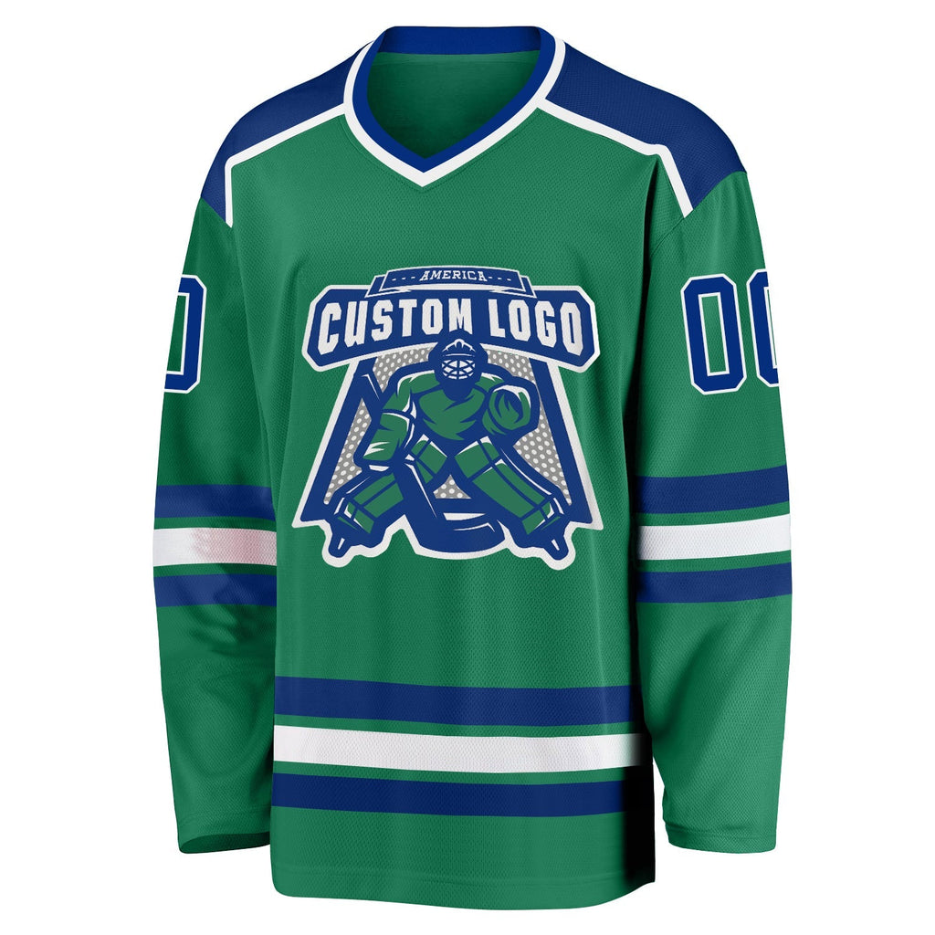 Custom Hockey Jersey - Kelly Green Royal-White product image 2