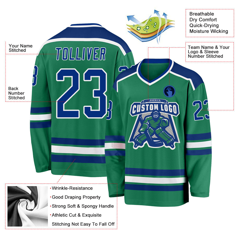 Custom Hockey Jersey - Kelly Green Royal-White product image 3
