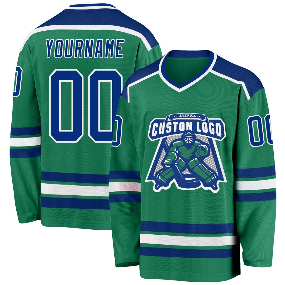 Custom Hockey Jersey - Kelly Green Royal-White product image 1