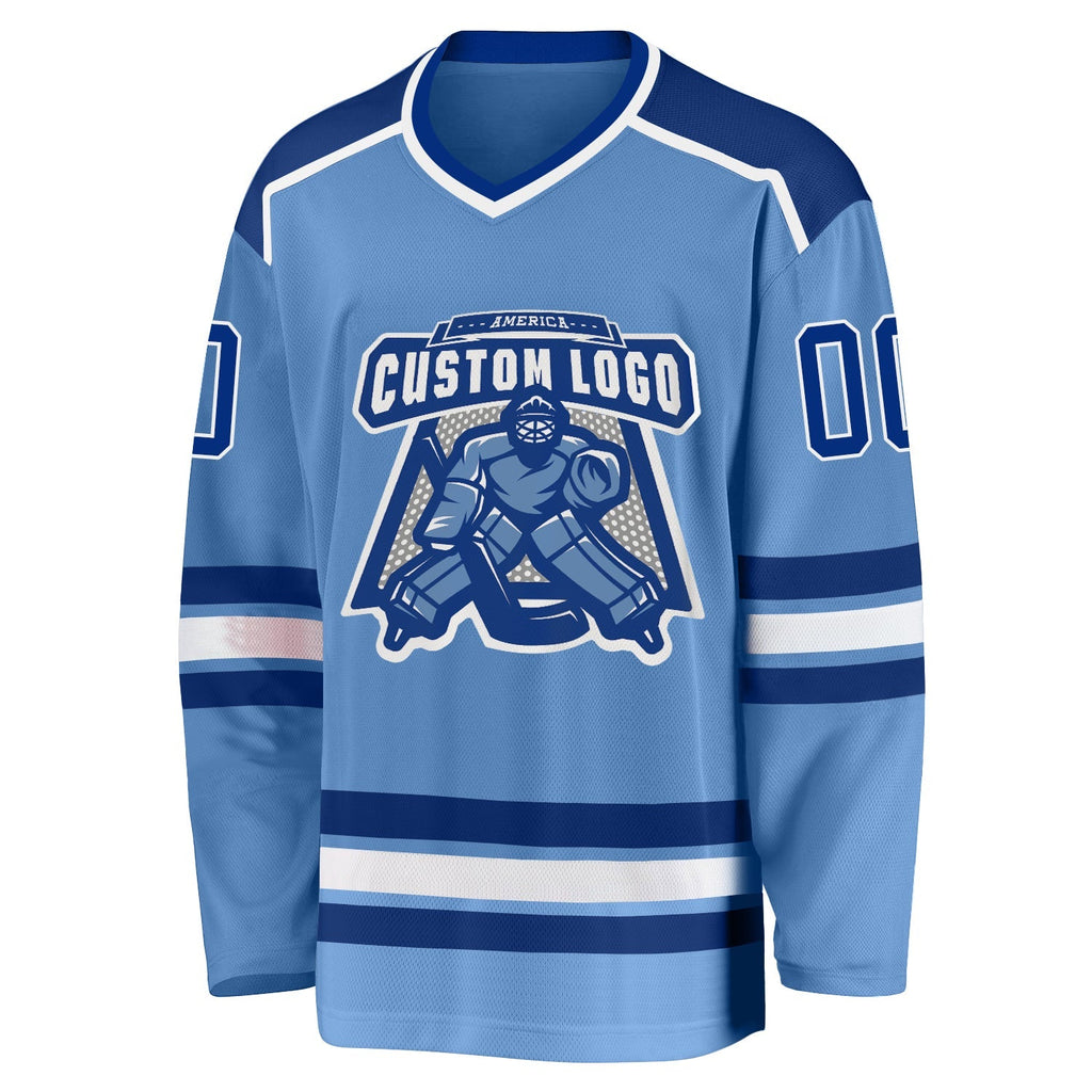 Custom Hockey Jersey - Light Blue Royal-White product image 2