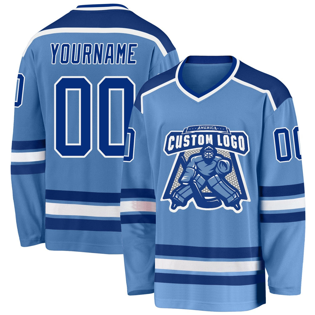 Custom Hockey Jersey - Light Blue Royal-White product image 1
