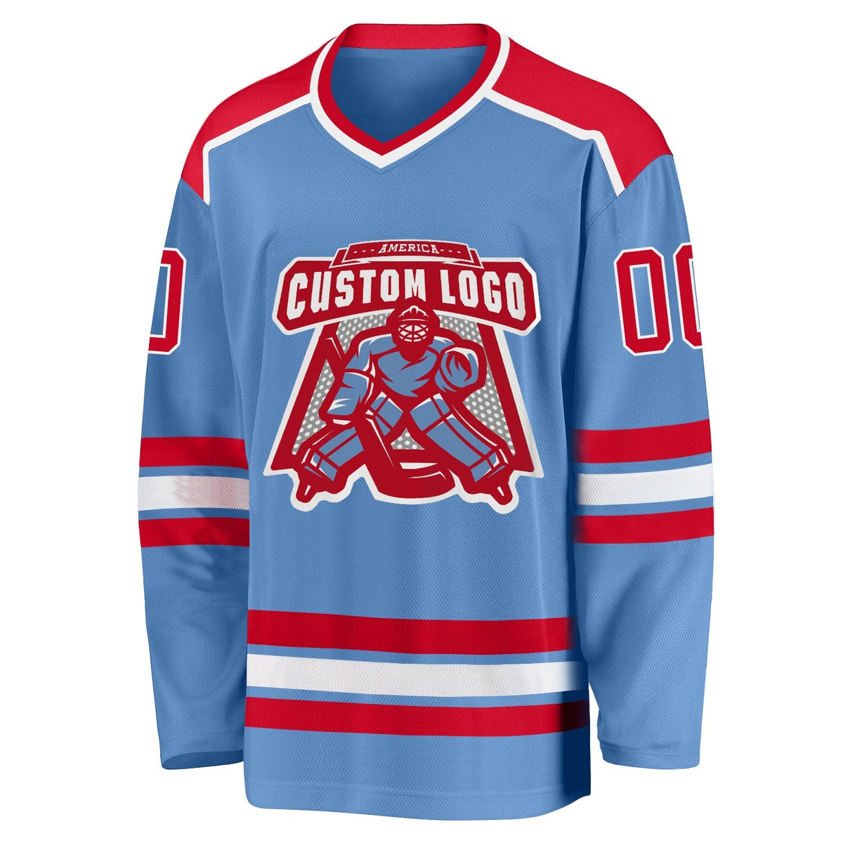 Custom Hockey Jersey - Light Blue Red-White product image 2