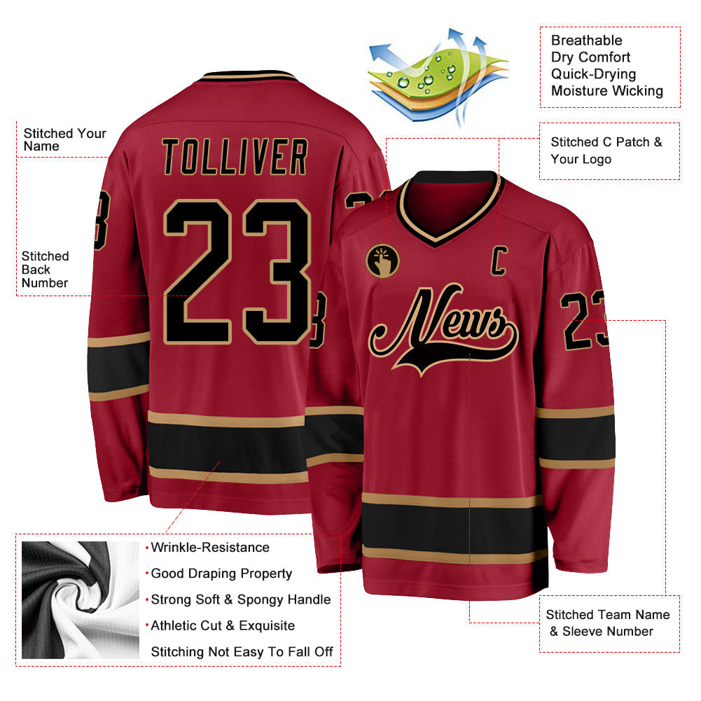 Custom Hockey Jersey - Maroon Black-Old Gold product image 2