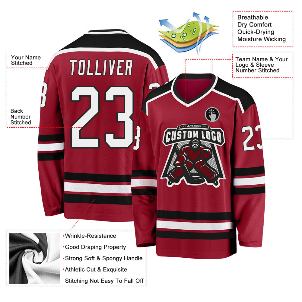 Custom Hockey Jersey - Maroon White-Black product image 3