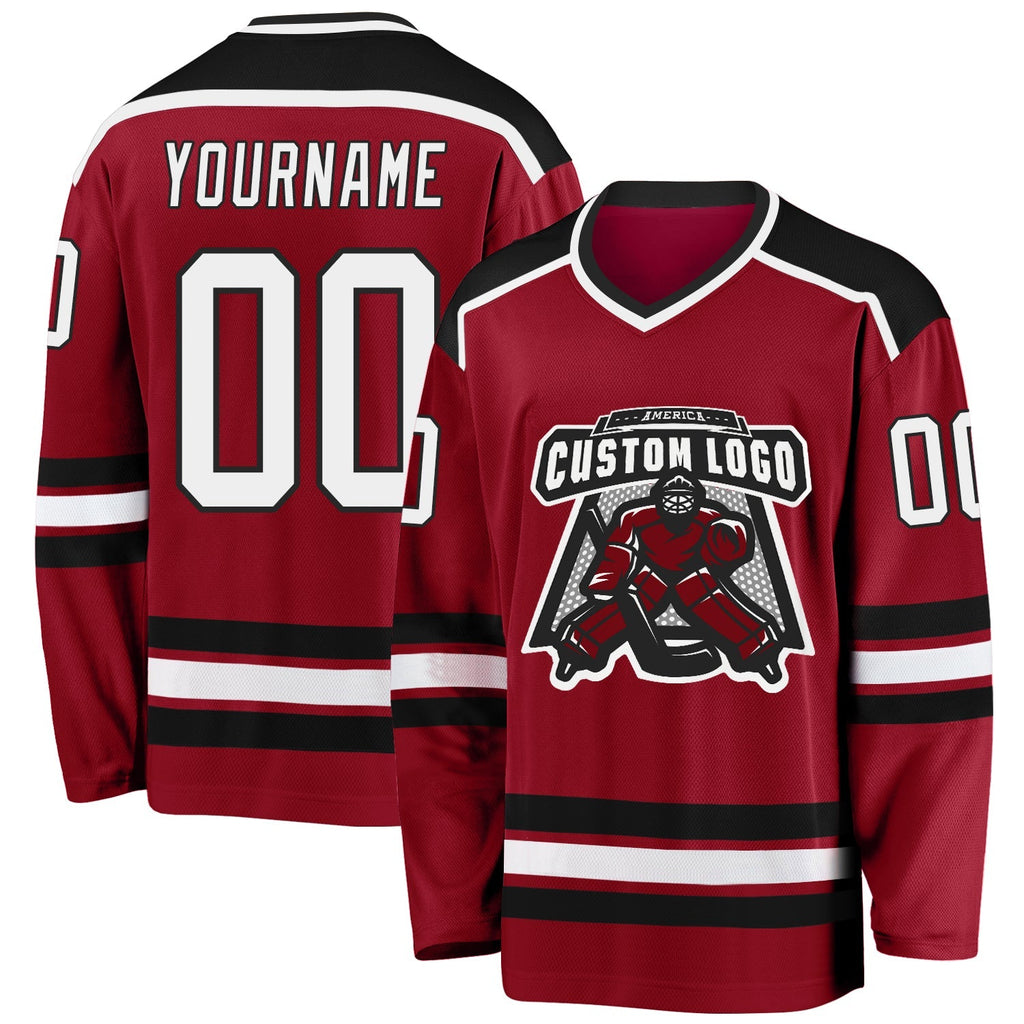 Custom Hockey Jersey - Maroon White-Black product image 1