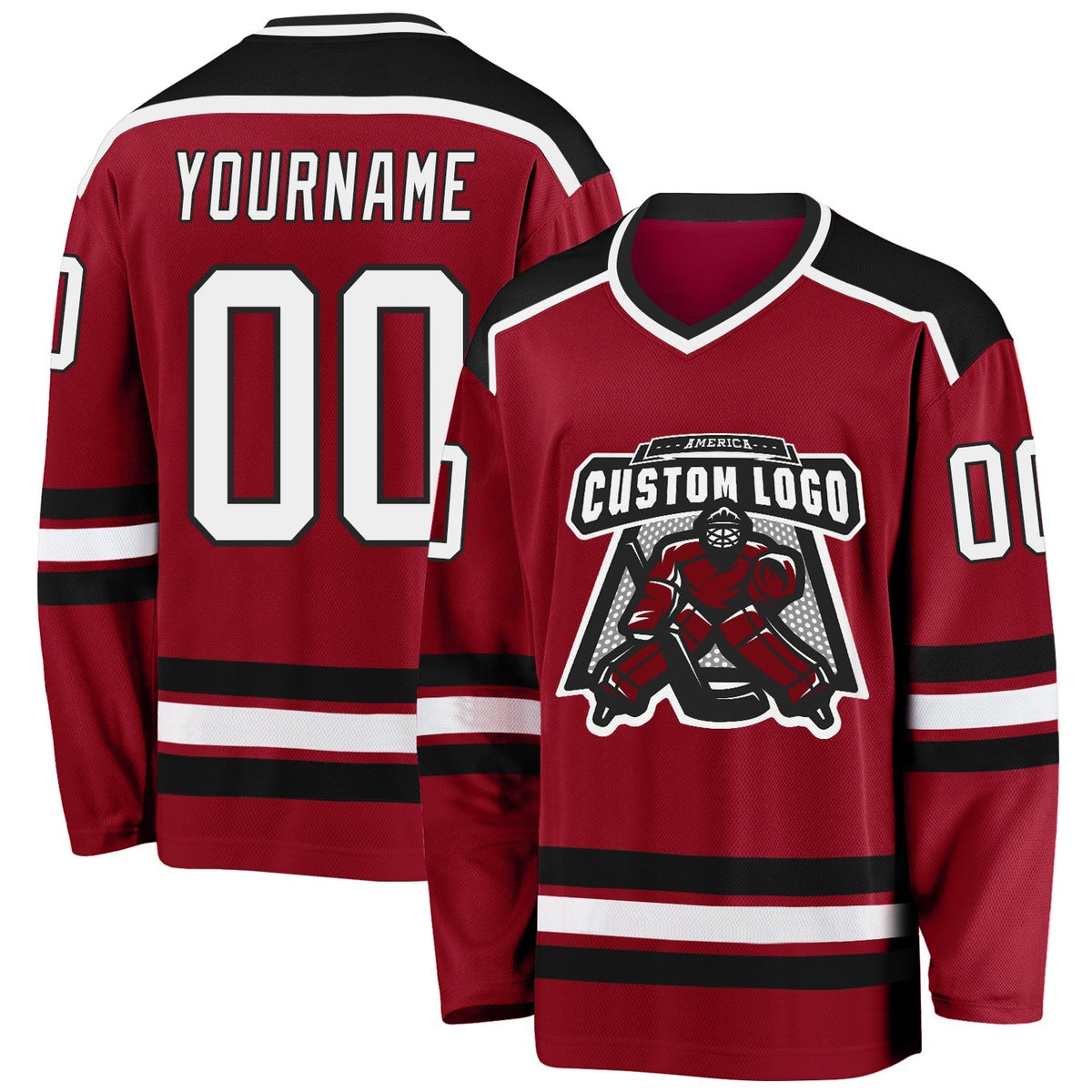 Custom Hockey Jersey - Maroon White-Black product image 1