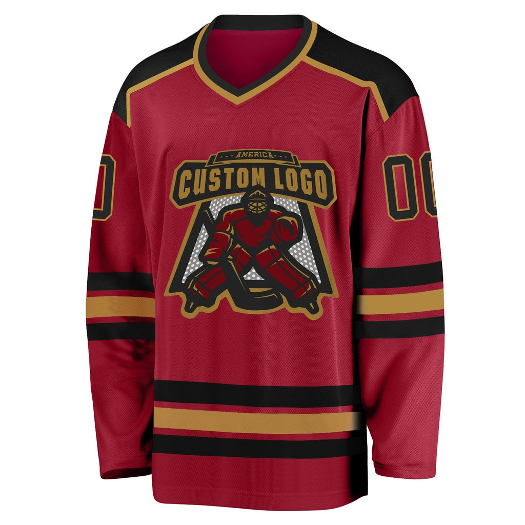 Custom Hockey Jersey - Maroon Black-Old Gold product image 2