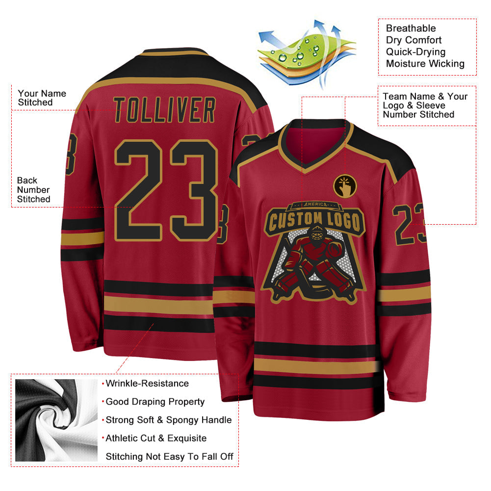 Custom Hockey Jersey - Maroon Black-Old Gold product image 3