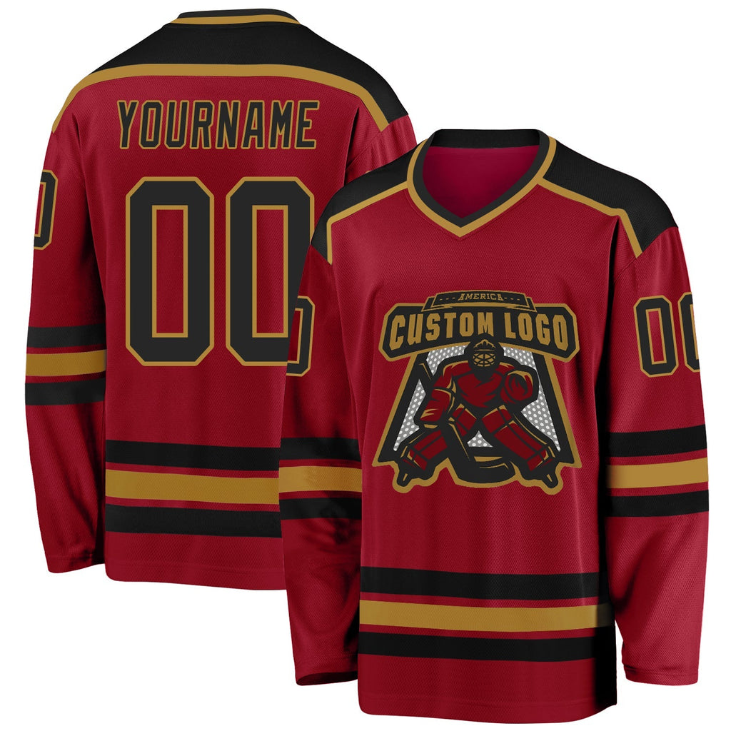 Custom Hockey Jersey - Maroon Black-Old Gold product image 1