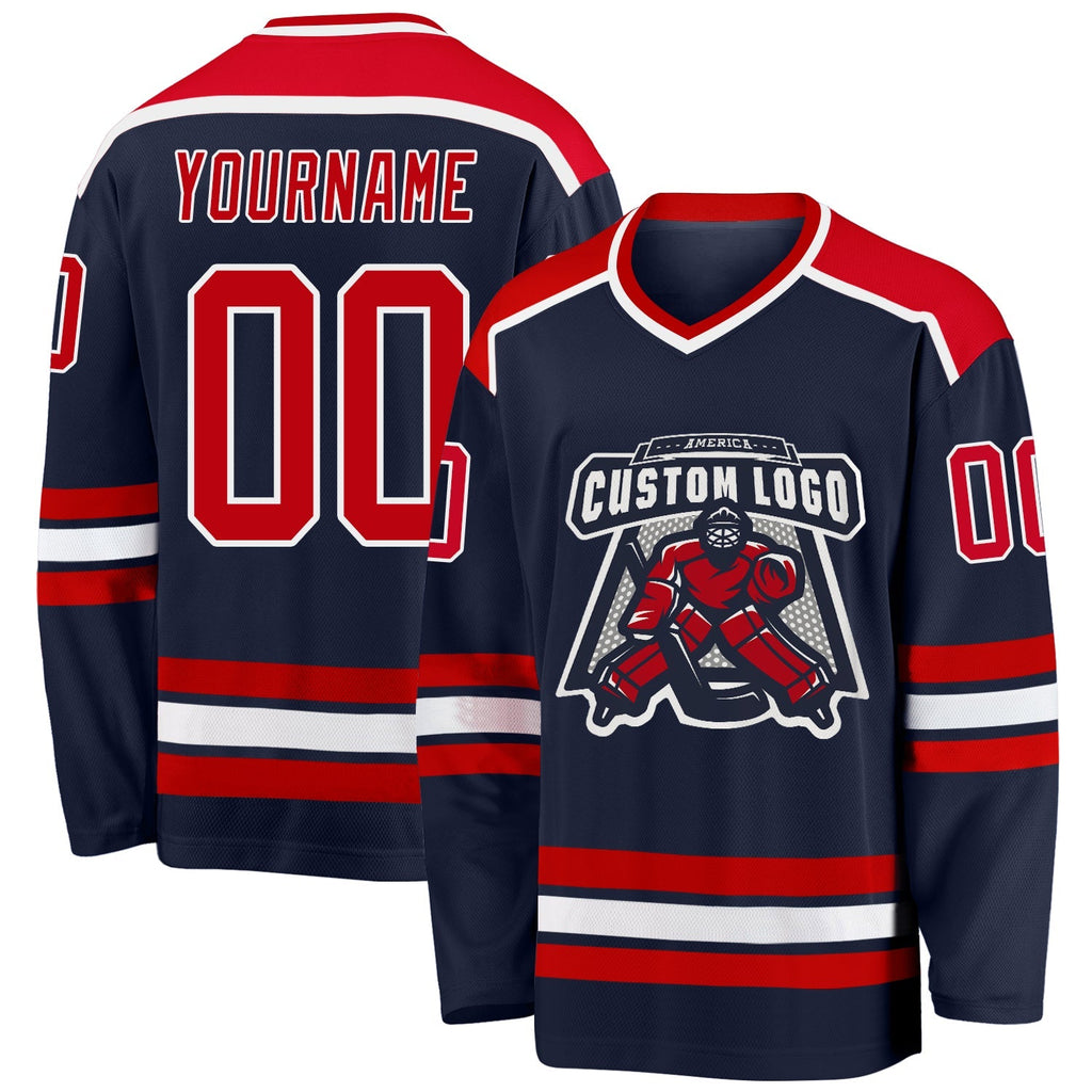 Custom Hockey Jersey - Navy Red-White product image 1