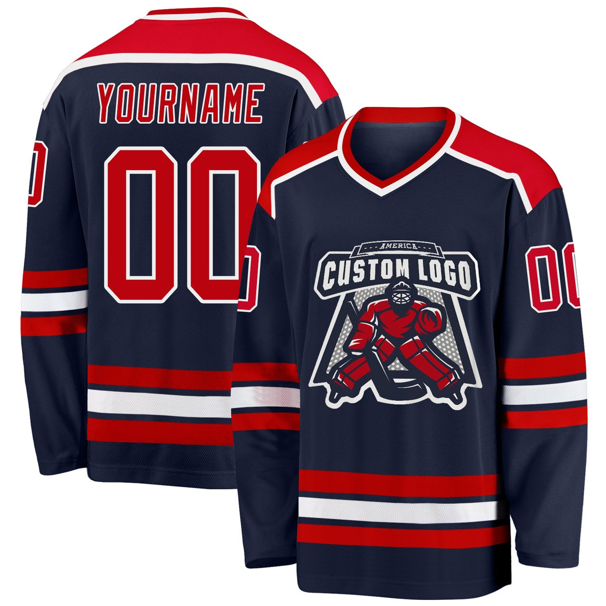 Custom Hockey Jersey - Navy Red-White product image 1