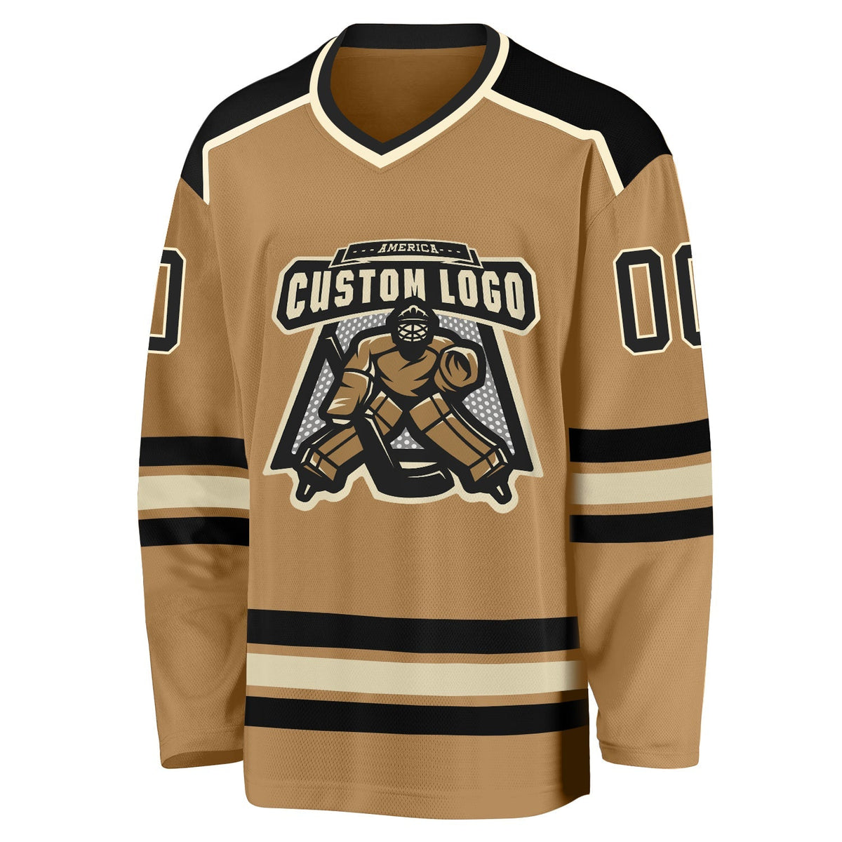Custom Hockey Jersey - Old Gold Black-Cream product image 2