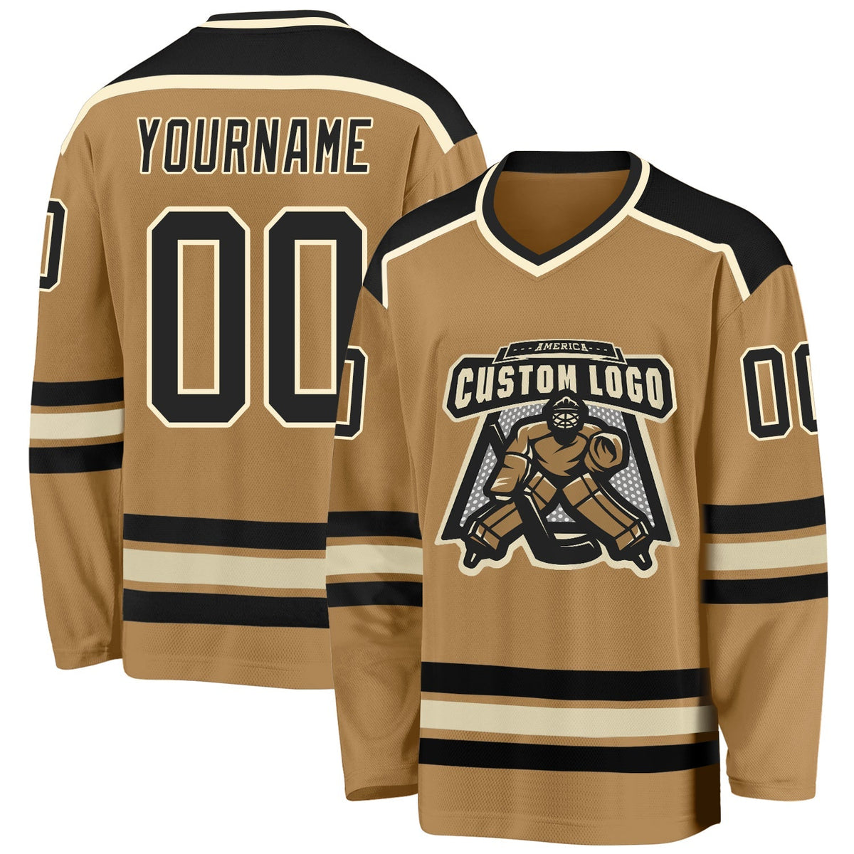 Custom Hockey Jersey - Old Gold Black-Cream product image 1