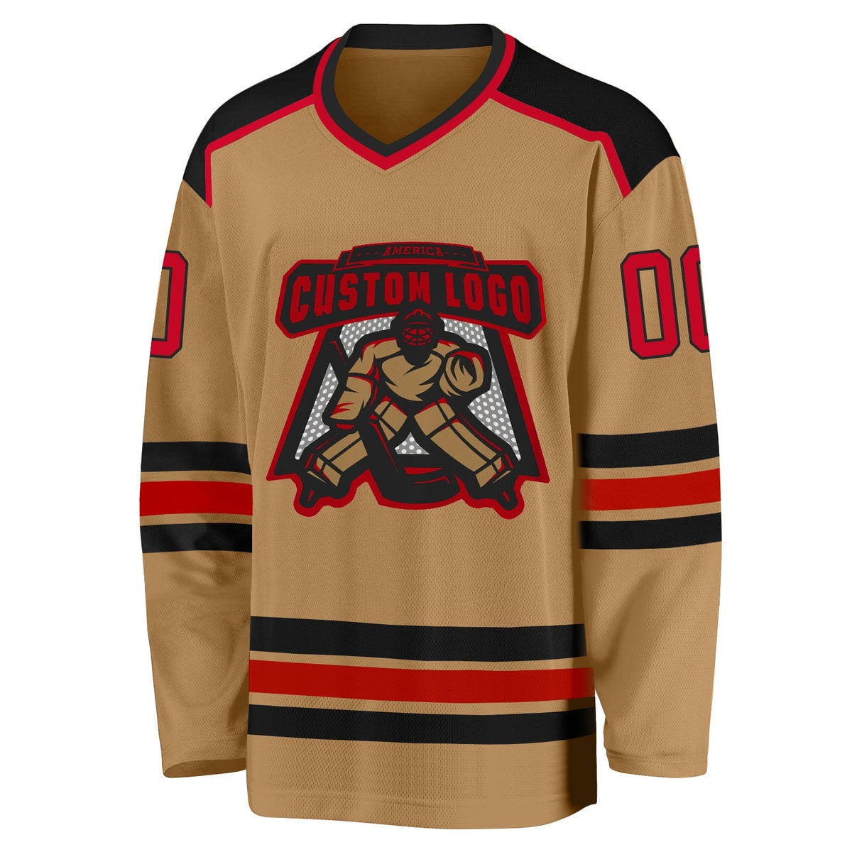 Custom Hockey Jersey - Old Gold Red-Black product image 2