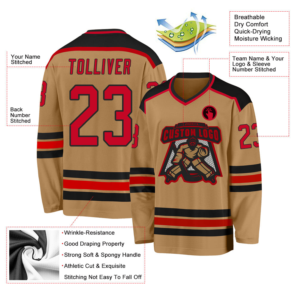 Custom Hockey Jersey - Old Gold Red-Black product image 3