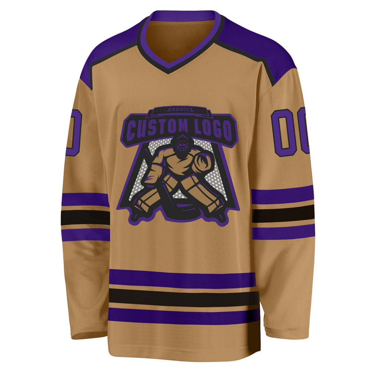 Custom Hockey Jersey - Old Gold Purple-Black product image 2