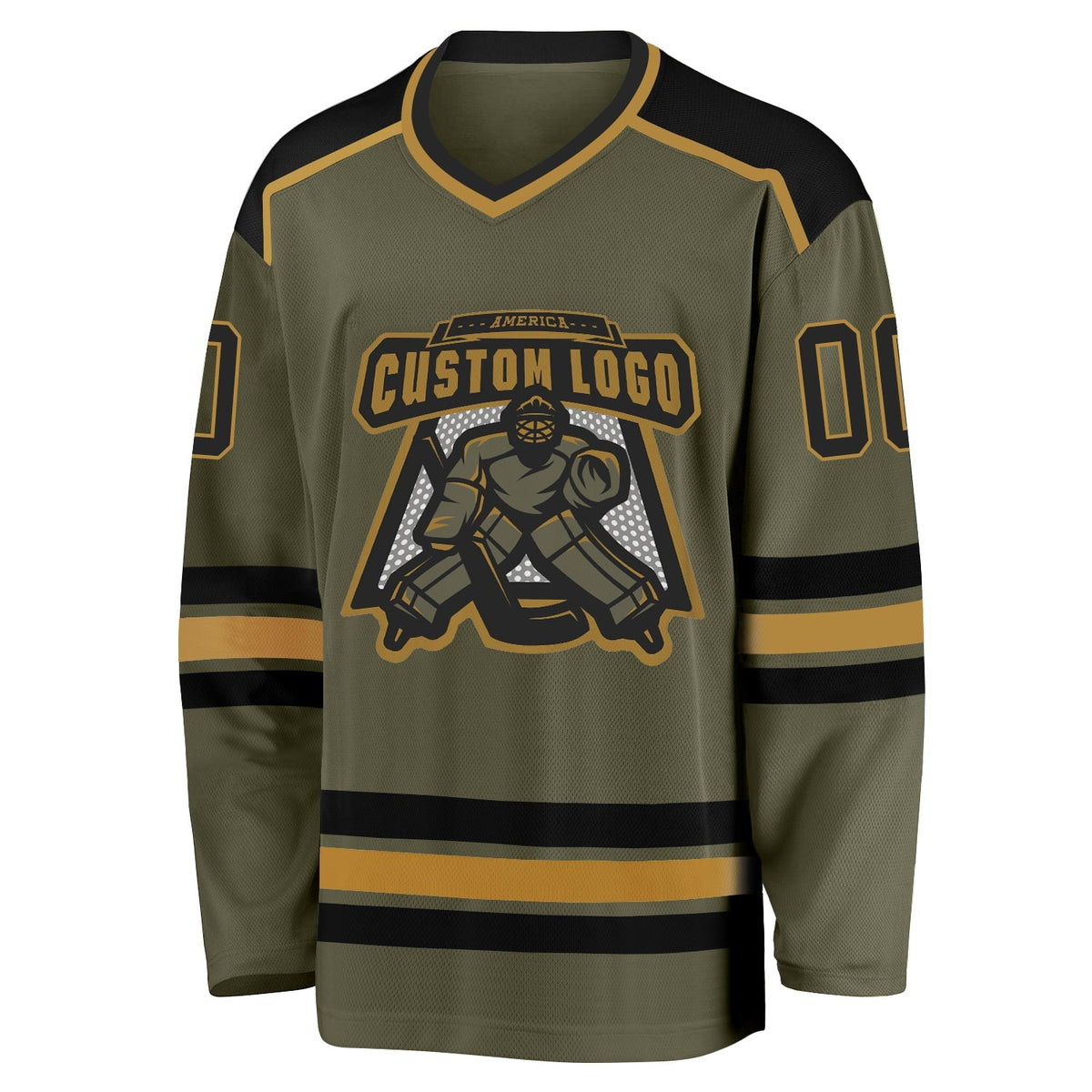 Custom Hockey Jersey - Olive Black-Old Gold Salute To product image 2
