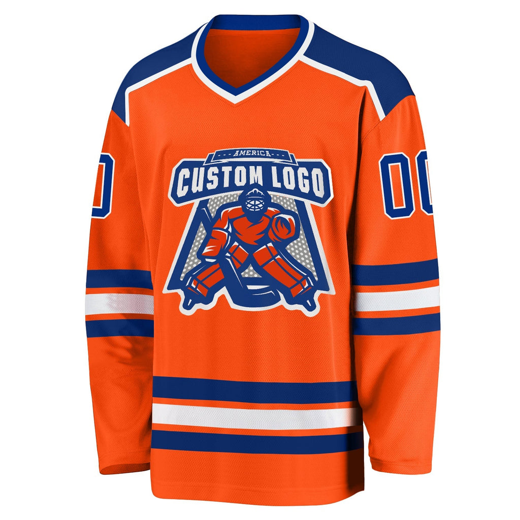 Custom Hockey Jersey - Orange Royal-White product image 2
