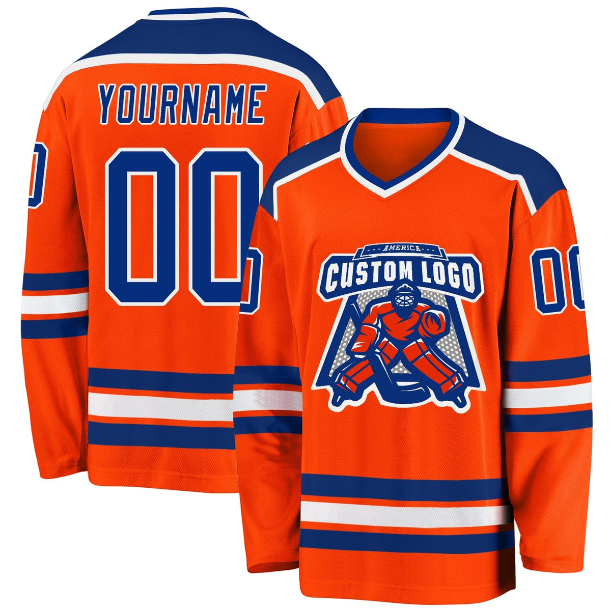 Custom Hockey Jersey - Orange Royal-White product image 1