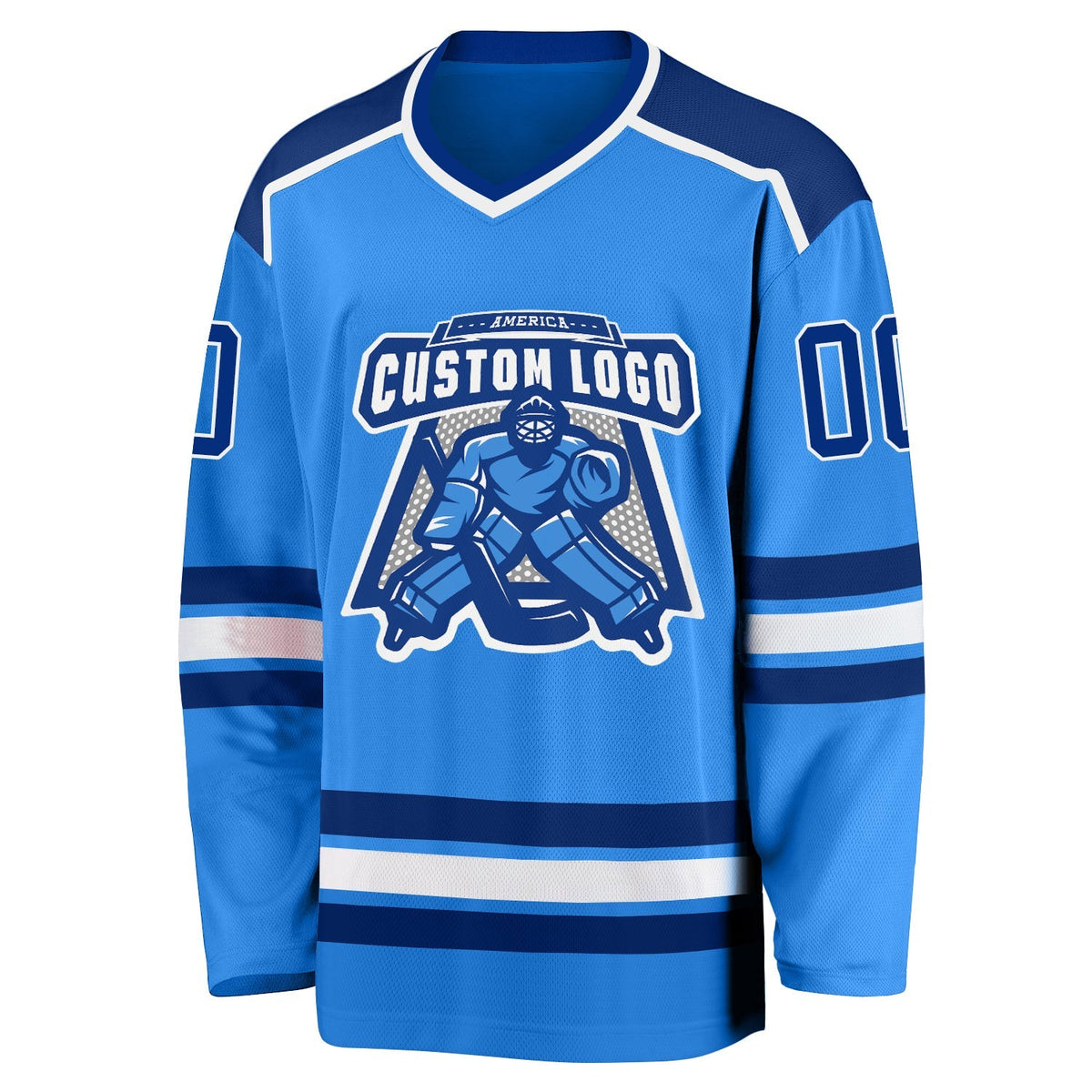 Custom Hockey Jersey - Powder Blue Royal-White product image 2