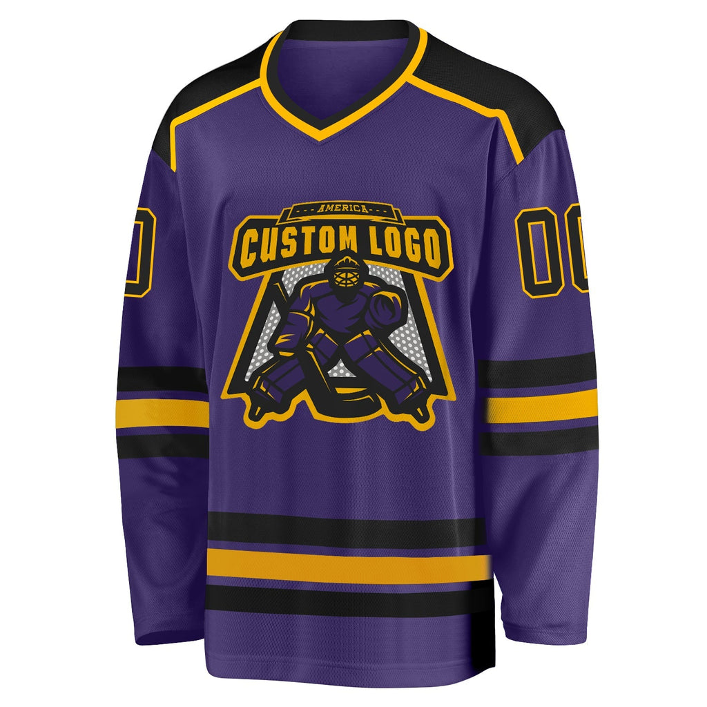 Custom Hockey Jersey - Purple Black-Gold product image 2