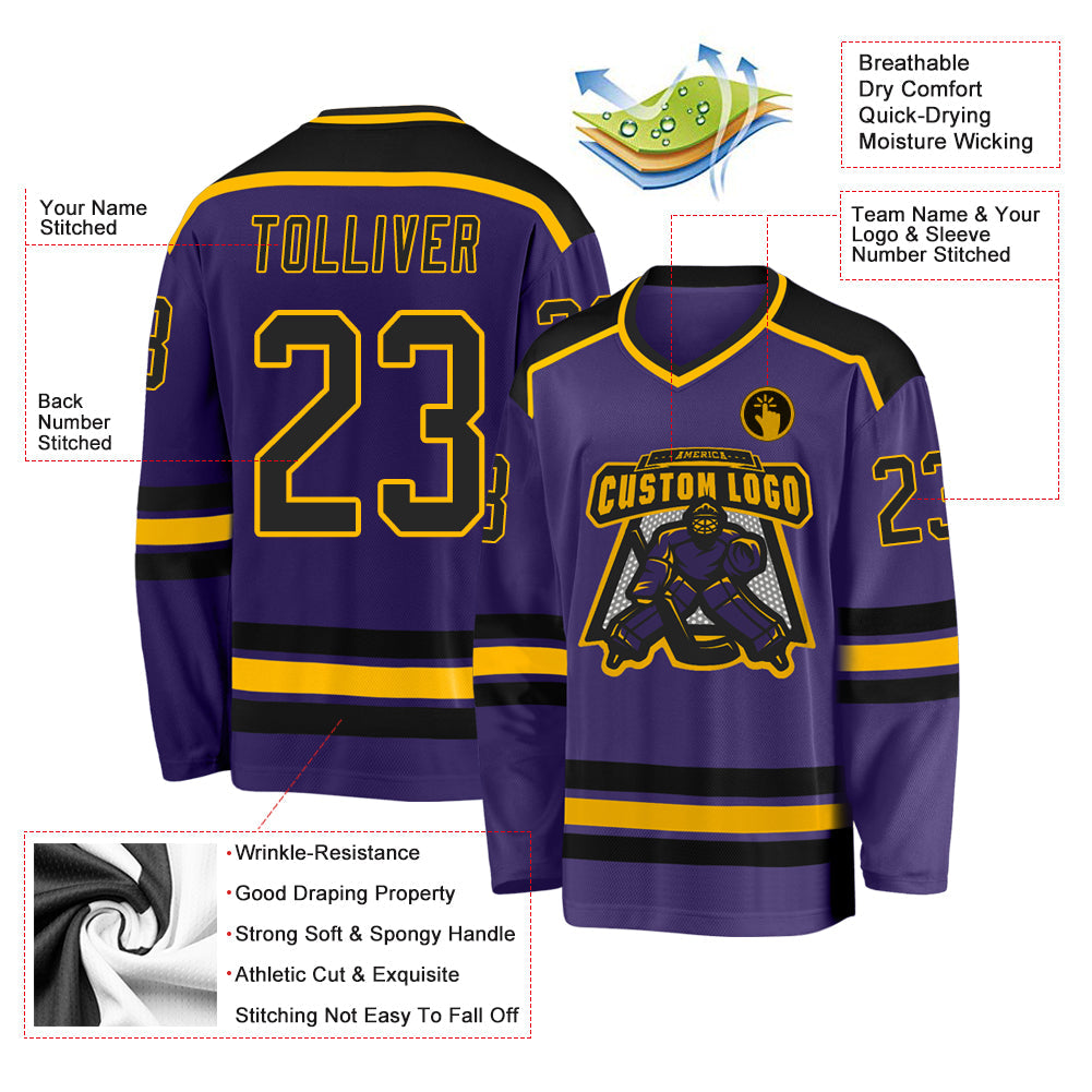 Custom Hockey Jersey - Purple Black-Gold product image 3