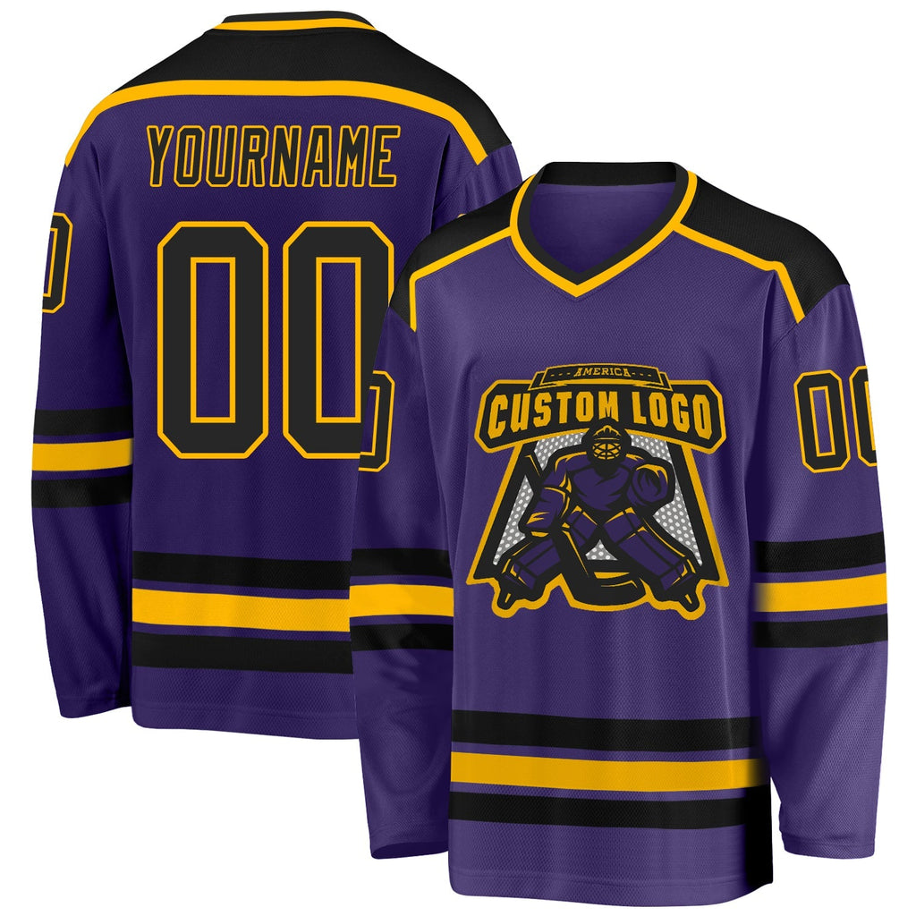 Custom Hockey Jersey - Purple Black-Gold product image 1