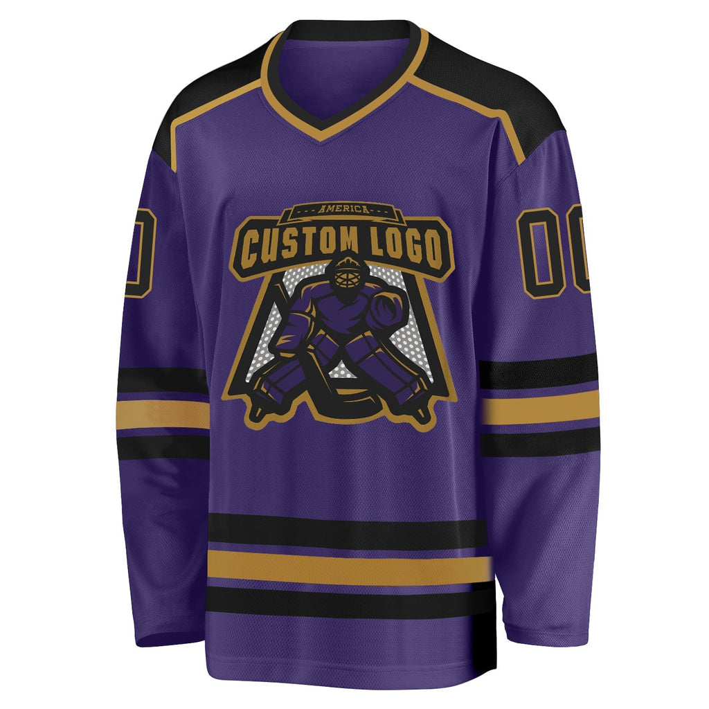 Custom Hockey Jersey - Purple Black-Old Gold product image 2