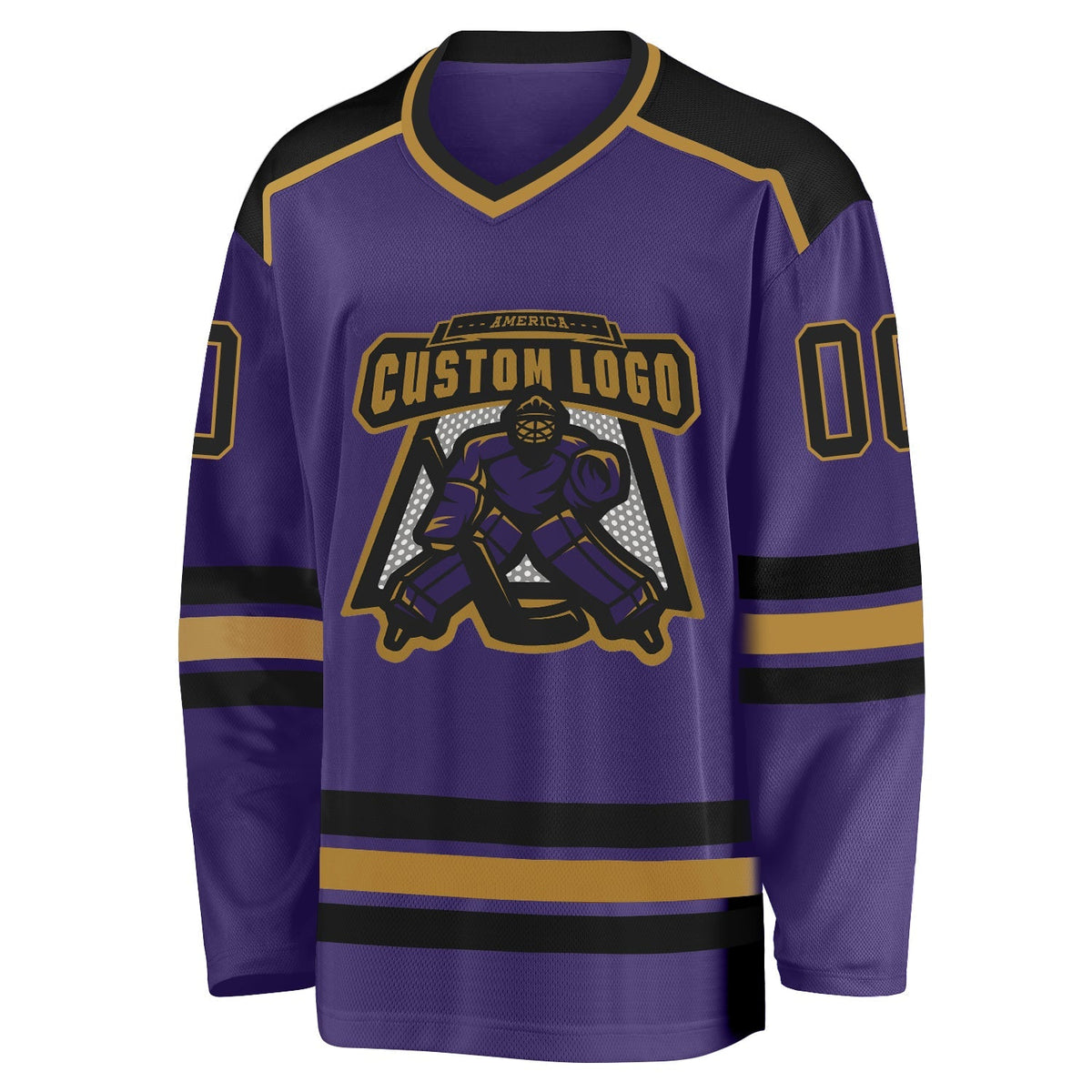 Custom Hockey Jersey - Purple Black-Old Gold product image 2